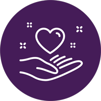 Icon of hand holding a heart shape