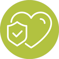 Icon of heart and a check mark.
