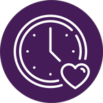 Icon of clock with a heart shape