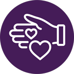 Icon of hand holding hearts