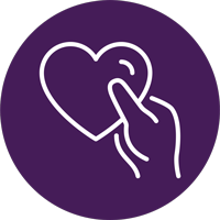 Icon of hand holding a heart shape